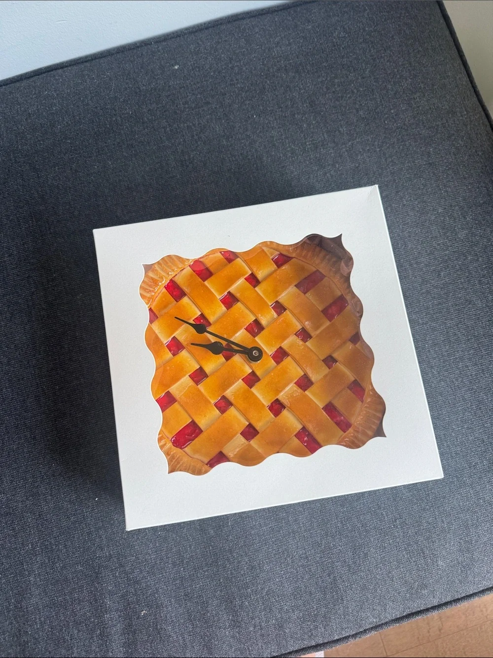 Decorative Cherry Lattice Pie Wall Clock - Yellow and Red